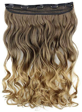 CAISHA 40cm 1 Teilig CLIP IN EXTENSIONS Sophia Haarteil Gewellt Ombré Braun Blond C75-1