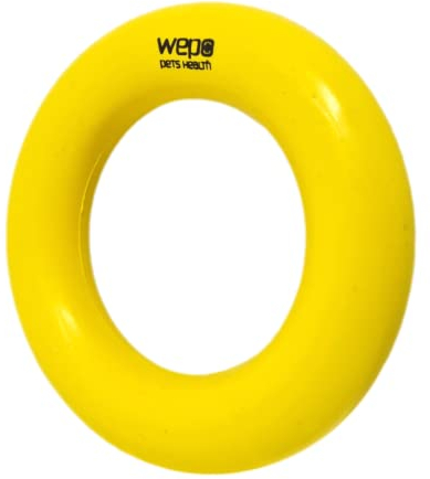WEPO Hundespielzeug Ring Ø 9cm Gelb - Wurfspielzeug für Große & Kleine Hunde - Interaktives Zergel Zum Werfen & Trainieren