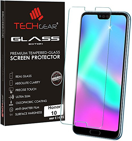TECHGEAR Screen Protector fits Honor 10 - GLASS Edition Genuine Tempered Glass Screen Protector Guard Cover Compatible with Honor 10