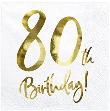 PartyDeco Servietten Birthday Gold 80th. 33x33cm/20St.