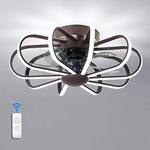 QJUZO Ventilatori Da Soffitto Con Lampada,Moderna LED Camera Plafoniera Ventilatore Con Telecomando, Luce Ventilatore Silenzioso, 3 Velocità Regolabile,Fan Light Per Soggiorno Bambini, Timing,Marrone
