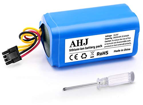 AHJ 14,4V 2600mAh Li-Ion Batería de Repuesto Compatible con Cecotec Conga 1290 1390 1490 1590 Robot Aspiradoras con Destornillador