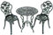 GOPLUS Ensemble de Bistrot pour Jardin de 3 Pièces en Fonte Aluminium avec 2 Chaises et 1 Table Ronde et Terasse, Ensemble Table et Chaise en Métal (Rose en Fonte)