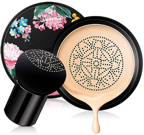 CC Cream Mushroom Head Air Cushion, BB Cream Concealer Dauerhaftes Nude Makeup Feuchtigkeitsspendende Aufhellende Pigment CC Creme Foundation, Ebenmäßiger Hautton Makeup Base (Natürlich)