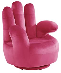 Vente-unique-Poltrona a forma di mano girevole in velluto Fucsia - CATCHY