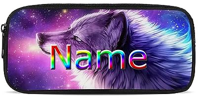 Jndtueit Galaxy Wolf Muster Federmäppchen für Kinder Kinder Schule Stiftbox Tasche Schreibwaren Mädchen Junge