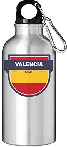 Valencia España - Botella de agua para turismo, diseño de bandera minimalista, color plateado, Silver, 400 ml