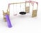 Rebo® Wooden Swing Set with Monkey Bars, Deck and 6ft Slide - Meteorite Pink | OutdoorToys | Kids' Outdoor Wooden Play Equipment for Gardens, Frame and Accessories Included, Weather Resistant