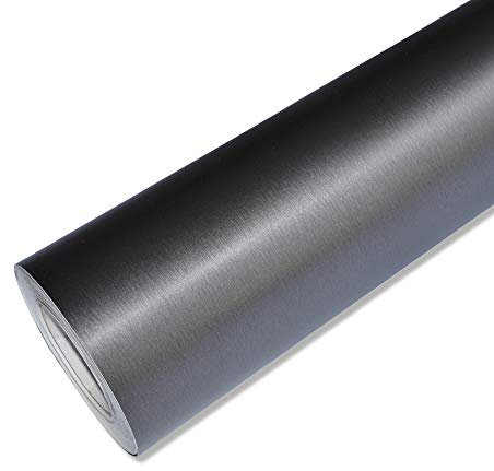7,97€/m² Alu gebürstet Auto Folie mit Struktur Blasenfrei Luftkanäle -/ Brushed Design (Anthrazit, 8m x 152cm)