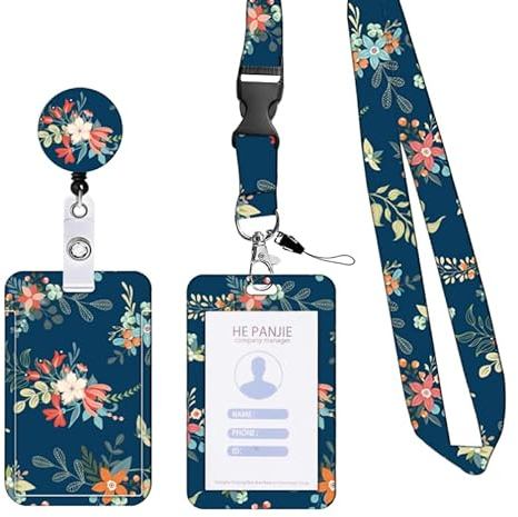 DINGFENG 1 Stück Kartenhalter für Schlüsselband, Ausweishalter, Ausweishalter, Lanyard Ausweishalter Schulbedarf, Dunkelblau