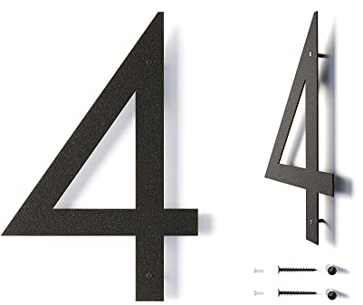 Modern Floating House Numbers for Outside | Large Metal House Numbers for Outdoors | Black Coated Rust-Proof Home Address Numbers/Plaques | Metal Numbers