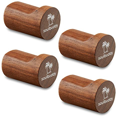 Soulbuddy Cap Haken 4er-Set - Kleiderhaken - Kappenhalter - Walnuss