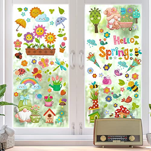 Pegatinas Ventanas Decorativas Pegatinas de Ventana de Primavera Reutilizables para Decoración de Ventanas Patrón de Rlfo