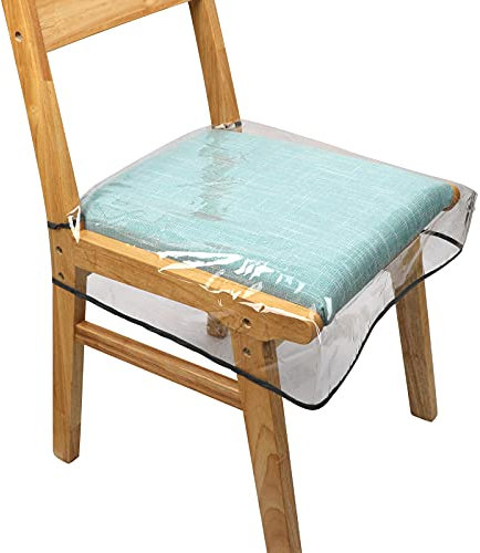 Ompinda Clear Plastic Chair Covers, Transparent and Waterproof Thickened PVC Plastic Seat Slipcover Dining Chair Protector with Adjustable Belt Strap for Most Chairs (2)