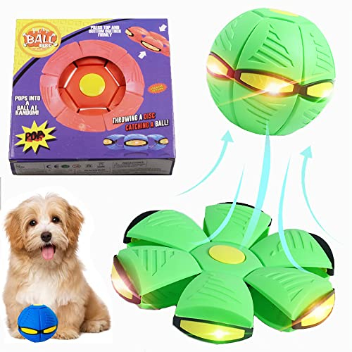 BOPELMALLS Pet Toy Flying Saucer,Dog Toy Deformation of Foot Pressure,Portable Dog Flying Saucer Toy,Interactive Flying Ball for Dogs,Outdoor Sports Suitable for Small Dogs-Green