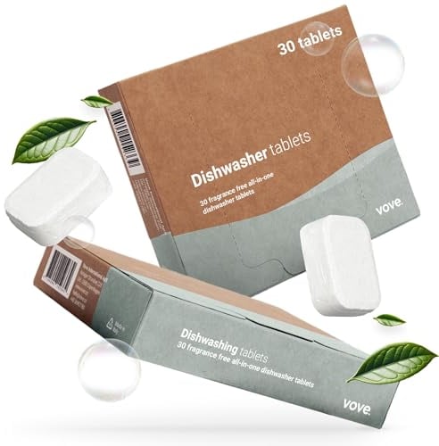 Vove Dishwasher detergent Blocs | Fragrance free | World's First 5-Layer PureStack Technology | 2X Enzyme Power | 60 Ultra-Concentrated Blocs, Tablets, sheets | Beats Sheets & Pods | Plastic-Free