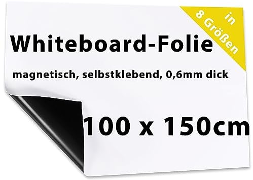 Dynamic-Wave 150 x 100 cm, Whiteboard Folie selbstklebend magnetisch Rolle klein, weiß, Magnetfolie, magnetmatte, stark, abwischbare Magnet-Tafel