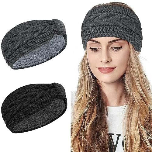 Kavya Stirnband Damen Winter, Ohrenwärmer Damen Elastische Stirnband Winter Gefüttert Stirnbänder Mädchen Strick Haarband Headwrap Verdicken Kopfband