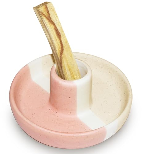 BEYLAB Palo Santo Halter, Räucherstäbchenhalter für Palo Santo Sticks Brenner räucherholz, Meditations Yoga Holz Brenner Schüssel Ständer mit Aschenfänger Modern Minimalistisch - Beige red