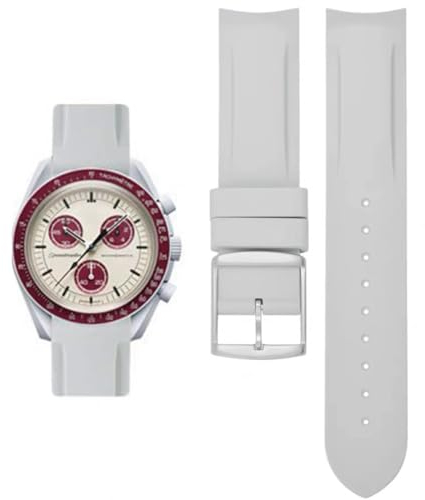 AIYIRUO Uhrenarmbänder für Omega x Swatch Armband MoonSwatch/Rolex Watch/Uhr,20mm Gummi Omega X Swatch Moonswatch Speedmaster Ersatzband, Gebogenes Moonswatch Swatch Armband für Männer und