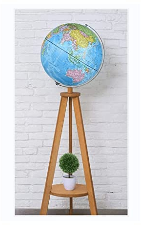 SAAKO Globus Geo Lighting Bodenständer Globe Lighting Weltkugel mit erhabener, geprägter Erdkugel aus Holz, 18,8 x 55,1 Zoll für Zuhause, Büro unterhaltsame Bildung
