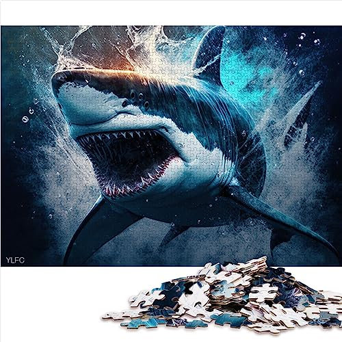 Buntes Hai-Puzzle mit 1000 Teilen für Erwachsene, Premium-Recyclingbrett für Erwachsene und Kinder ab 12 Jahren, 25,9 x 37,9 cm