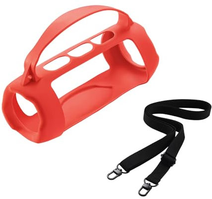 JOYSOG Charge 5 Silicone Case, Portable Carrying Case Sleeve Protector Cover Travel Bag with Shoulder Strap for JBL Charge 5 Wi-Fi/Charge 5 Bluetooth Speaker (Red)