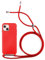 Coque avec Corde pour téléphone Portable IPhone 14 Pro Max Étui en Silicone Souple avec Cordon - Possibilité de Le Suspendre au Cou (IPhone 14 Pro Max, Rouge)
