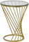 RAtsch Beistelltisch, moderner Kleiner Draht-Beistelltisch, Metall-Glas-Kaffee-Beistelltisch mit Sofa, Beistelltisch, Beistelltisch, einfache Montage (Farbe: Gold)