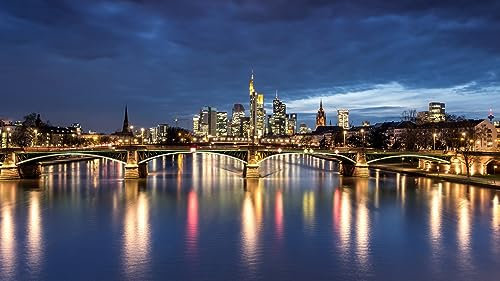 Puzzle 1000 Teile Deutsche Stadtlichtshow Brücke Frankfurt 75 * 50Cm