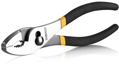 DEKOPRO 8-inch Slip Joint Pliers with Ergonomic Rubber Grip Handle - Rust-Resistant High Carbon Steel Plier Tools for Durability and Reliability