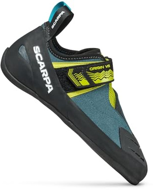 SCARPA Men's Origin VS Rock Climbing Shoes for Gym Bouldering & Sport Climbing - Petrol/Lime - 11-11.5 Women/10-10.5 Men