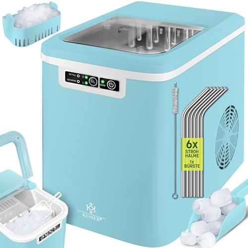KESSER® Machine à glaçons | Machine à glaçons acier inoxydable | Machine à glace | 12 kg 24 h | Préparation en 7 min | Réservoir d'eau de 2,2 litres | 2 tailles de glaçons | Écran LED