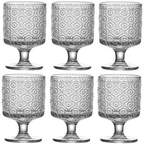 6 Stück Cocktailgläser Kaffeegläser Set| Glas Eisbecher Dessertgläser Mit Fuß| 220ML Weingläser Eiskaffeegläser Wassergläser| Geriffelte Trinkgläser Latte Macchiato Tassen Für Camping Bar (Stil B)