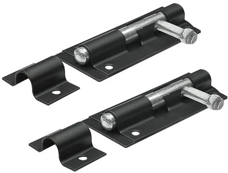 Primes DIY Heavy Duty Tower Bolt Black(4) Door Lock Bolt, Strong Black Coated Door Barrel Bolt, Durable Slide Bolt for Increasing Security on Garden,Tard Gates & Shed Doors - 4 Pcs (2 Pack)