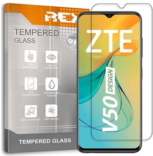 REY Pack 2X Pellicola salvaschermo per ZTE Blade V50 Design 5G, Vetro temperato, di qualità Premium