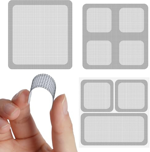 Flintronic Kit de réparation en Fibre de Verre, 36 Pcs 4 Tailles Kit de réparation Rapide des Déchirures pour Réparer les Moustiquaires et Autres Éléments en Maille