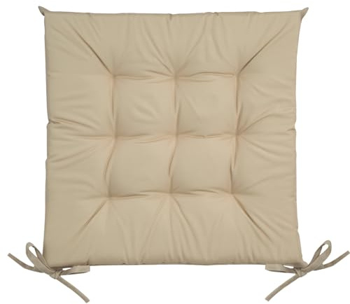 Eurofirany Wasserfeste Stuhlkissen Outdoor Sitzkissen Garten Kissen Terasse 40x40 Auflage Sitzauflage Bodenkissen Polster (Beige)