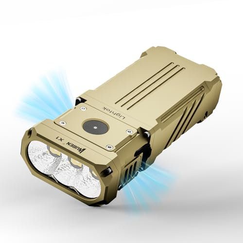 WUBEN X1 Linterna LED de 12000 lúmenes, linterna extremadamente brillante tipo C recargable EDC linterna, 3 XHP 70.2 6000 K con funda, 7 modos de luz de refrigeración, para senderismo, exploración de
