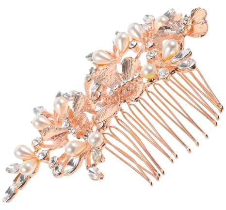 BELLIFFY Braut Haarschmuck Mit Perlenblüten Eleganter Haarkamm Roségold Für Hochzeiten Festliche Anlässe Und Besondere Events Perfektes Haaraccessoire Für Damen
