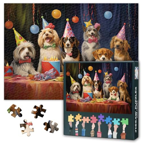Dog Jigsaw Puzzle Funny Animals Jigsaw Puzzles 1000 Pieces for Adults Puppy's Birthday Party Puzzles 1000 Pieces Finished Size 50x70cm