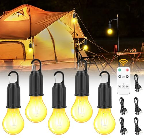 Mineup Lámpara Camping Recargable, 5PCS Linterna De Camping Portátil, LED Bombilla De Camping Con 3 Modos De Iluminación, Camping Lámpara De Emergencia Para Camping Tienda De Campaña Pesca Senderismo