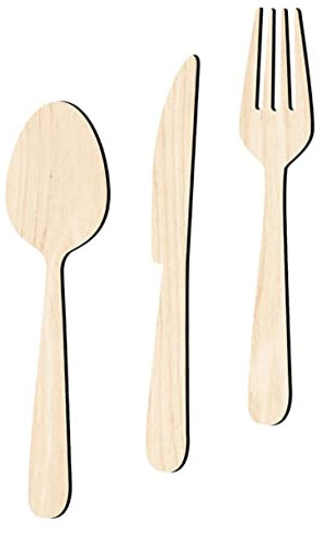 Gatuida 1 Set di Posate in Legno con Forchetta Cucchiaio E Coltello Decorazione da Parete per Forchetta E Cucchiaio Decorazioni da Parete per La Cucina Targhe da Appendere alla