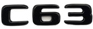 CHPGKGVNVT 3D ABS Chrom Schwarz Logo C63 Emblem Buchstaben Aufkleber Auto Heckklappe Abzeichen for Mercedes Benz C63 AMG W204 W205 W206 Zubehör Autoaufkleber(Glossy Black)