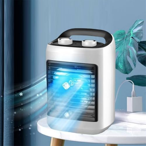 Mini climatiseur personnel portable, rechargeable par USB, 6 vitesses de ventilateur, pour bureaux, tables de chevet, bureaux et voyages en camping
