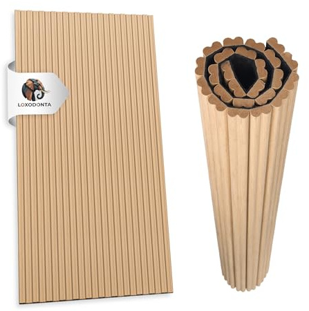 Loxodonta Flexible Akustikpaneele – 120×60 cm (1 Stück) – Wellenprofil – Farbe Eiche – Für flache & gebogene Flächen – Holzoptik