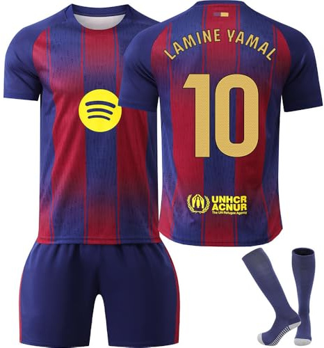 Generisch New Number Barcelona 10 Lamine Yamal Home Away Red Blue Stripe Pink Trikot Kinder 25/26 Kids Boys Mens Trainning Sport Outdoor Soccer T Shirt Shorts Socks Football Jersey Set
