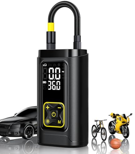 Philoent Reifenfüller, tragbarer Luftkompressor für Autoreifen mit Messgerät, 150 PSI, schnelle Fahrrad-Luftpumpe für Auto, Motorrad, Fahrrad, Bälle, digitale Reifenpumpe mit LED-Licht, automatische