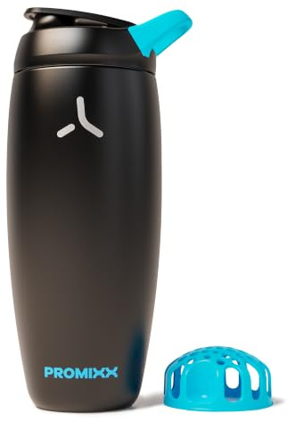 PROMIXX Pursuit Shaker Aislado – 700ml Acero Inoxidable Doble Pared Mezclador Proteínas con Snap-Fit para Batidos Helados – Hermético para Fitness – Negro