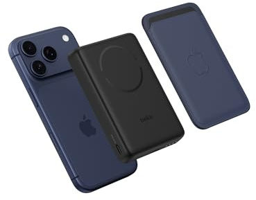 Belkin BoostCharge Power Bank Magnetico 10000mAh, Anello Magnetico - Nero | Caricatore Portatile 10000mAh Wireless Qi2, Anello Magnetico per Aggancio ad Accessori, 2 USB-C, Pre-Caricato, Cavo Incluso